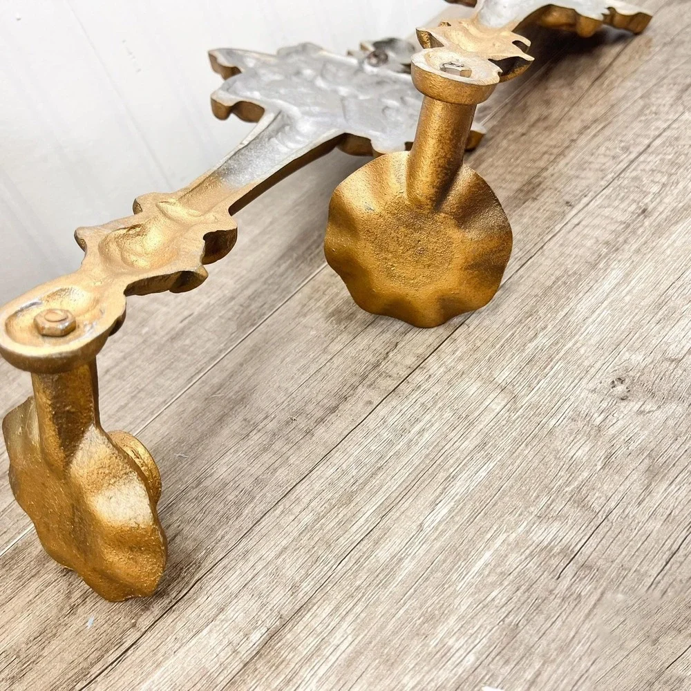 Vintage Hoda Gilt Wall Sconce Pair | 16" Ornate Gold Taper Candle Holders